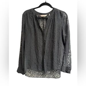 REBECCA TAYLOR Womens Black Embroidered Poet Blouse - Size 8